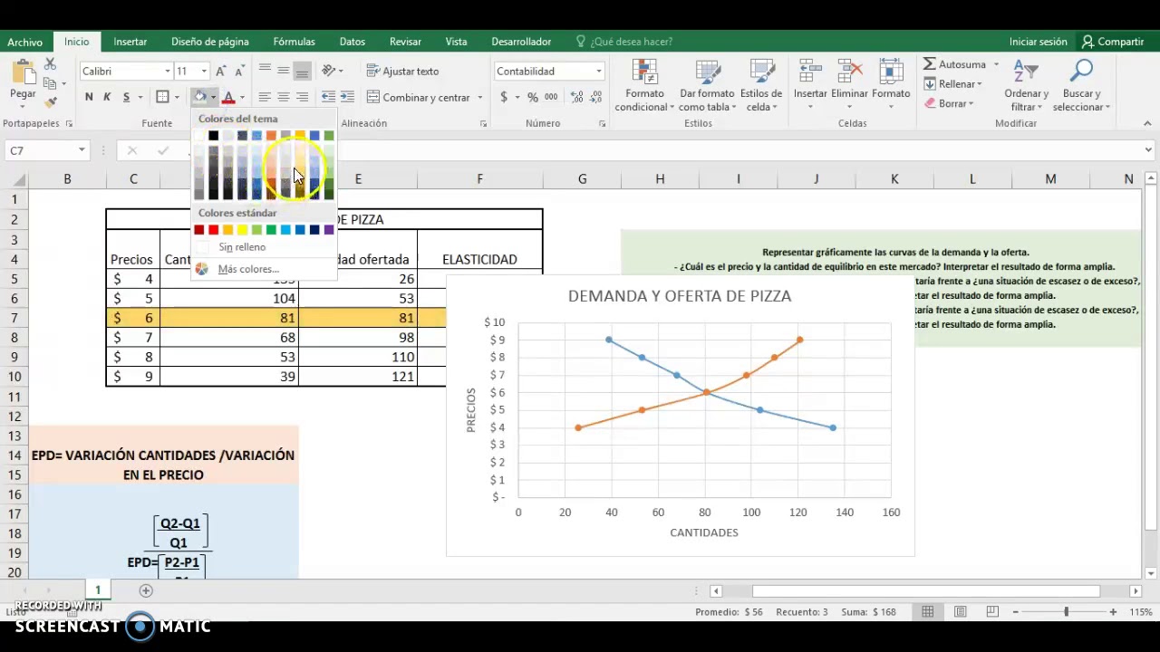 Cálculo de oferta y demanda en Excel - Recursos Excel