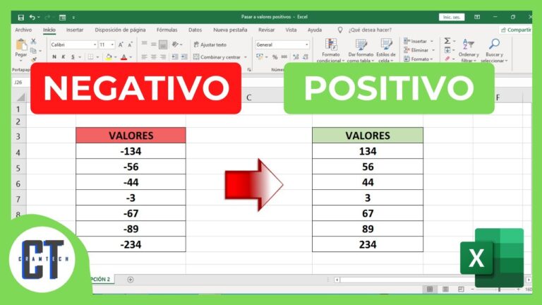 Como Cambiar Valores Negativos A Positivos En Excel