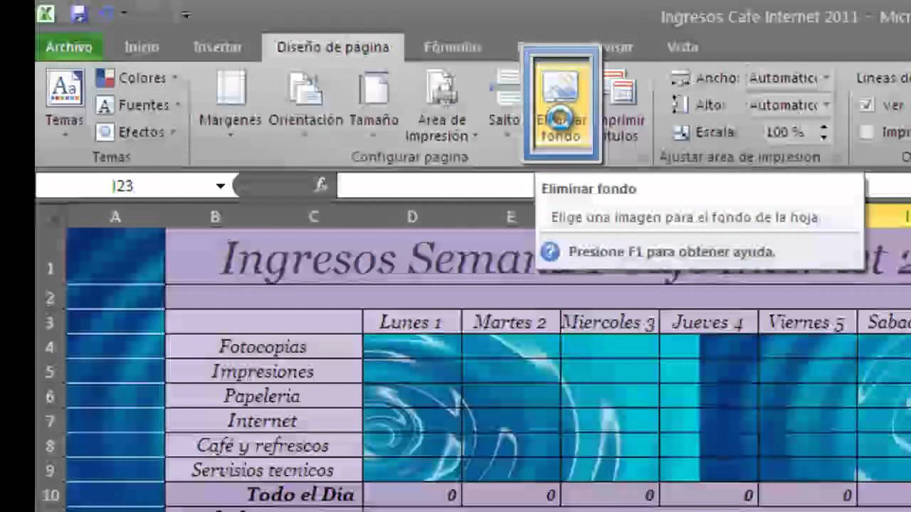 Cómo poner una imagen de fondo en Excel para imprimir - Recursos Excel