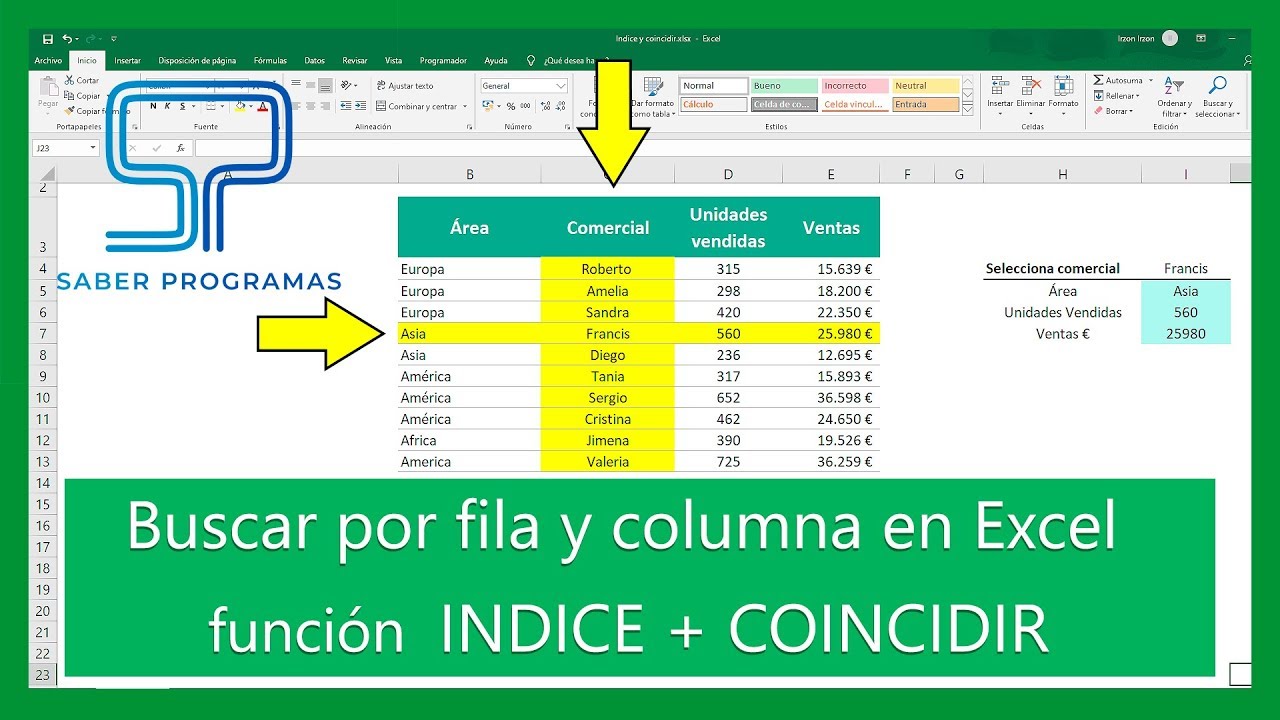Cómo se identifica una fila y una columna en Excel - Recursos Excel