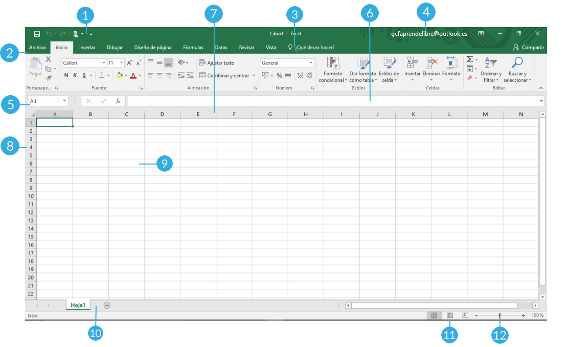 Elementos De La Interfaz Grafica De Excel