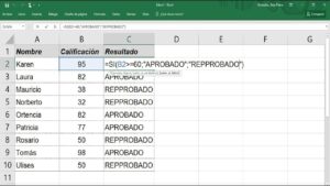 Fórmula de aprobado y reprobado en Excel 2013 - Recursos Excel